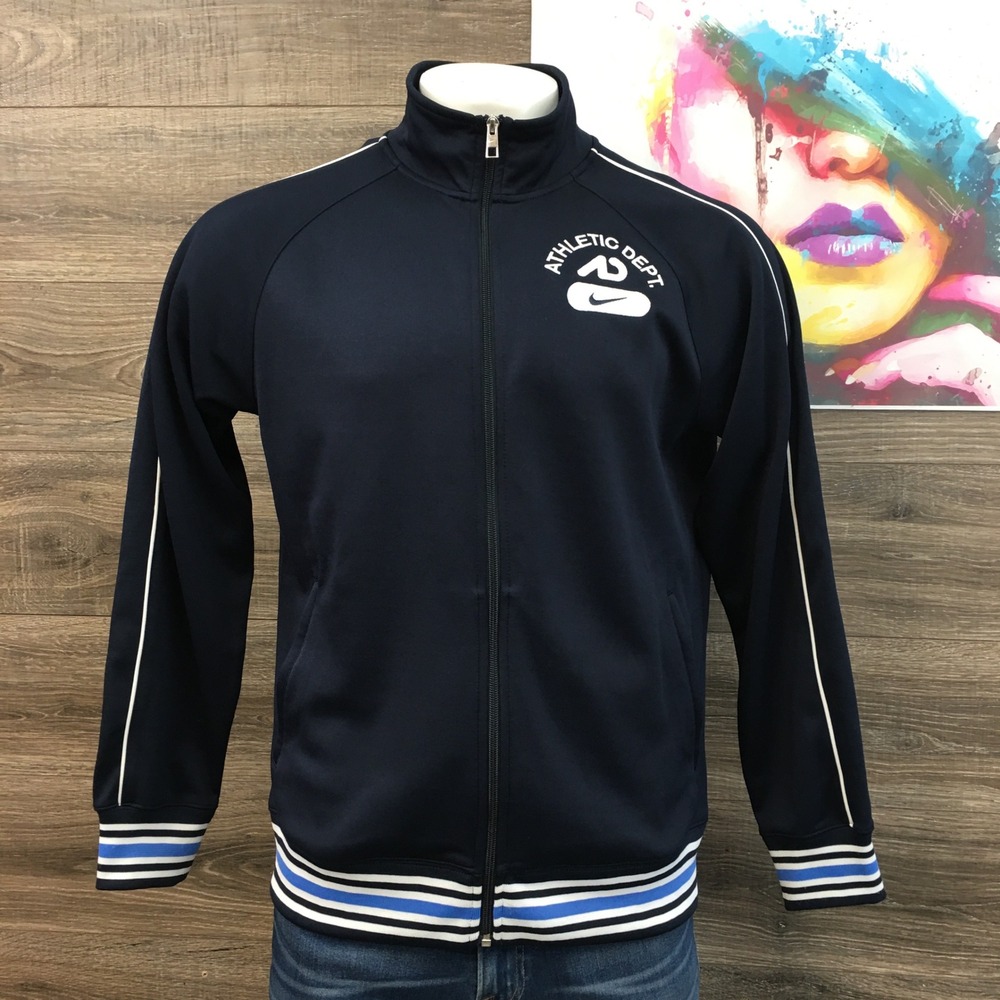 VINTAGE Nike Y2K Athletic Dept Mens Track Jacket Navy Blue Full Zip SP11SYS-SS L
